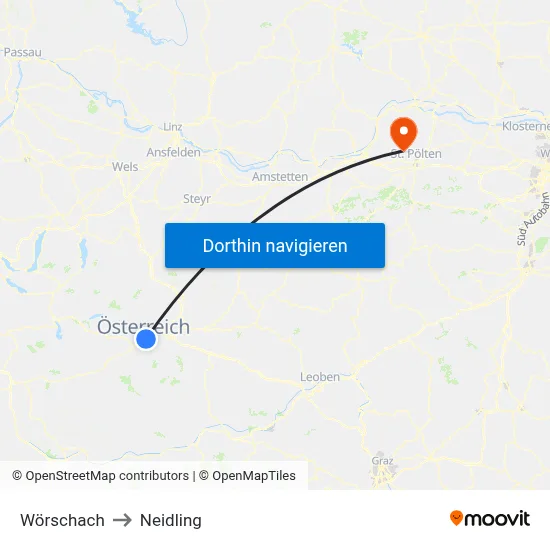 Wörschach to Neidling map