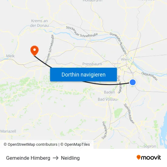 Gemeinde Himberg to Neidling map