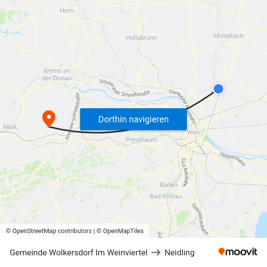 Gemeinde Wolkersdorf Im Weinviertel to Neidling map