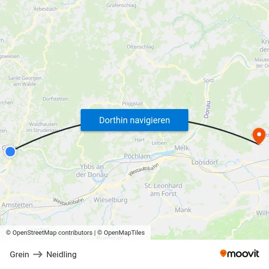 Grein to Neidling map