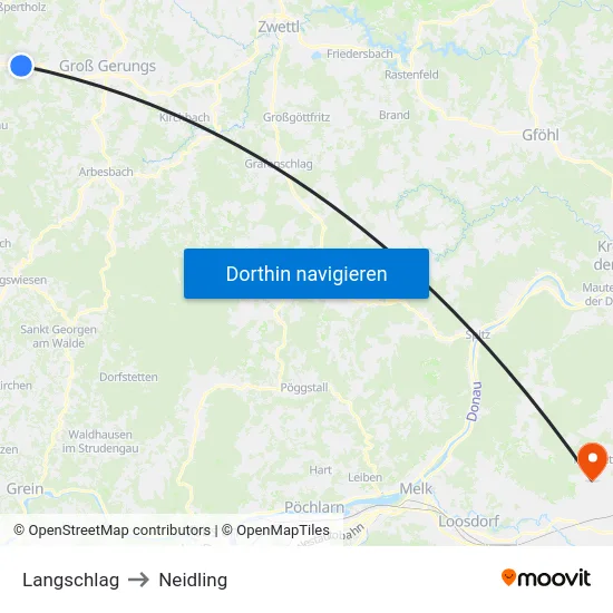 Langschlag to Neidling map