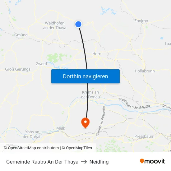 Gemeinde Raabs An Der Thaya to Neidling map