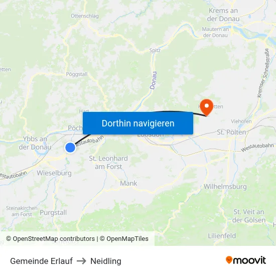 Gemeinde Erlauf to Neidling map