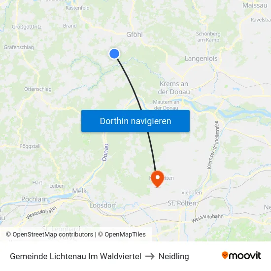Gemeinde Lichtenau Im Waldviertel to Neidling map