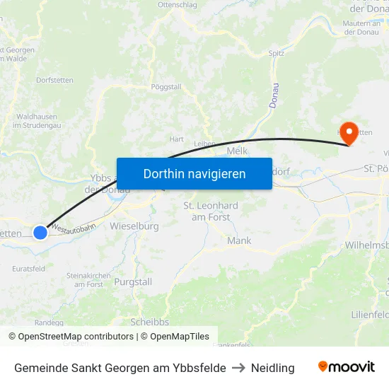 Gemeinde Sankt Georgen am Ybbsfelde to Neidling map