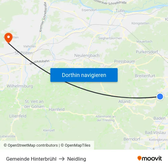 Gemeinde Hinterbrühl to Neidling map