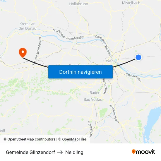 Gemeinde Glinzendorf to Neidling map