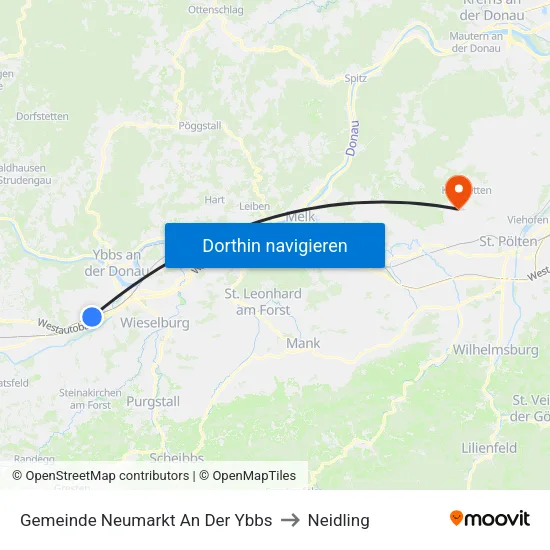 Gemeinde Neumarkt An Der Ybbs to Neidling map