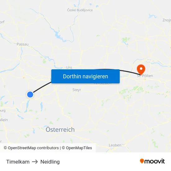 Timelkam to Neidling map