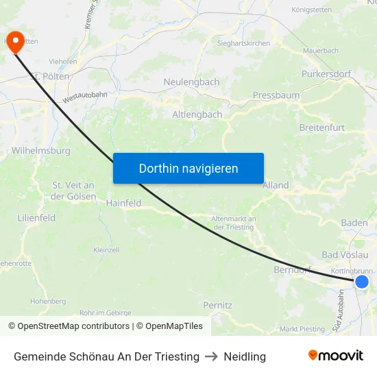 Gemeinde Schönau An Der Triesting to Neidling map