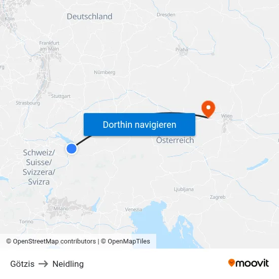 Götzis to Neidling map