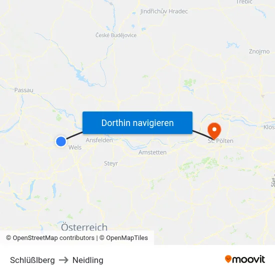 Schlüßlberg to Neidling map