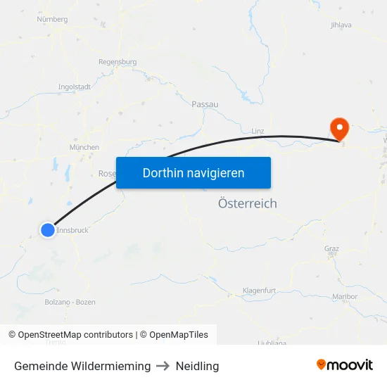Gemeinde Wildermieming to Neidling map