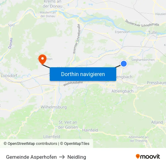 Gemeinde Asperhofen to Neidling map