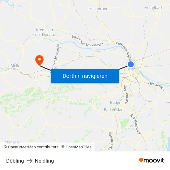 Döbling to Neidling map