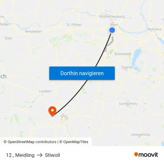 12., Meidling to Stiwoll map