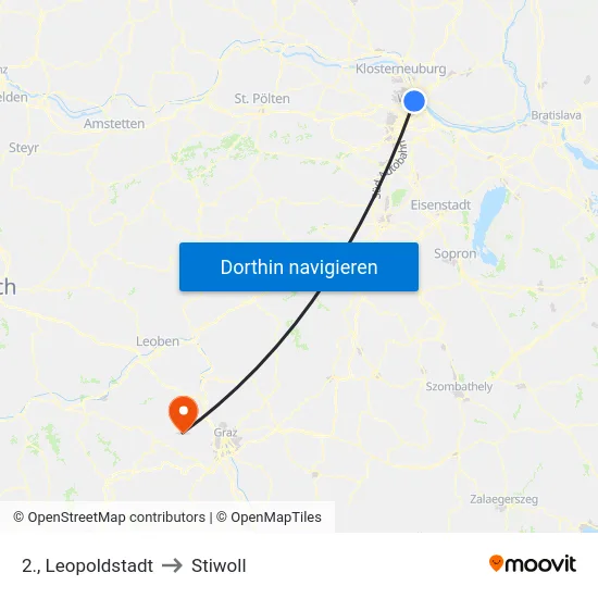 2., Leopoldstadt to Stiwoll map