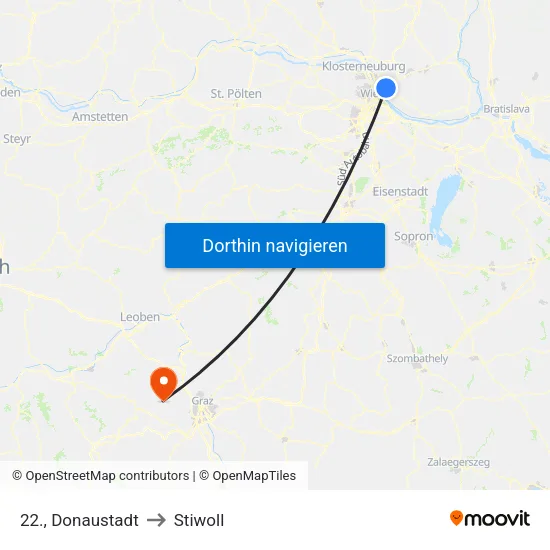 22., Donaustadt to Stiwoll map