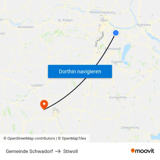 Gemeinde Schwadorf to Stiwoll map