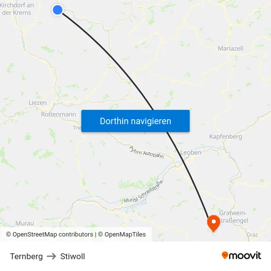 Ternberg to Stiwoll map