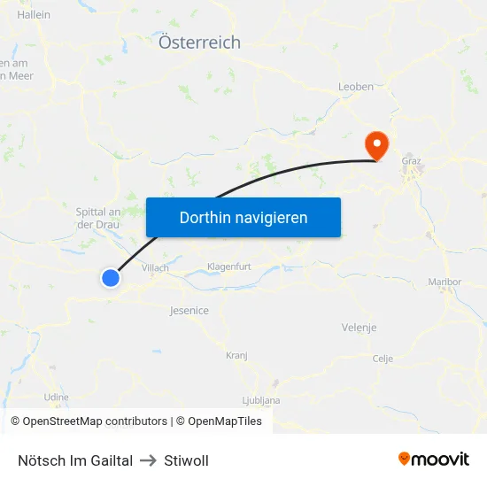Nötsch Im Gailtal to Stiwoll map