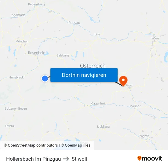 Hollersbach Im Pinzgau to Stiwoll map