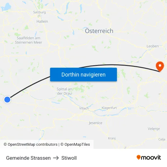 Gemeinde Strassen to Stiwoll map