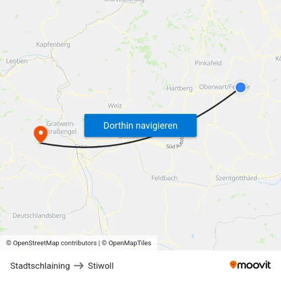 Stadtschlaining to Stiwoll map