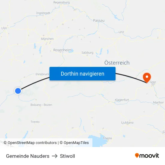 Gemeinde Nauders to Stiwoll map