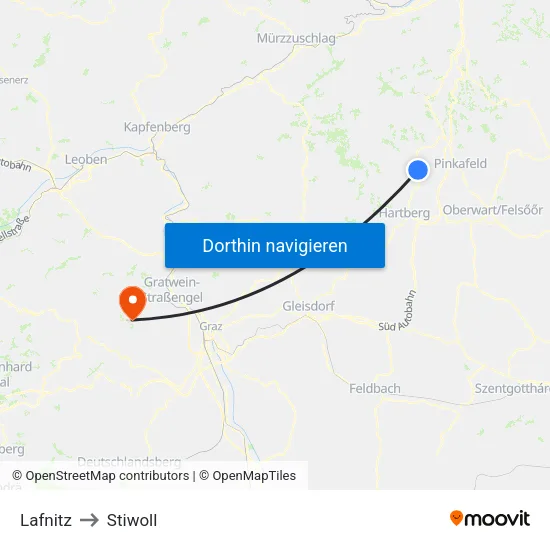 Lafnitz to Stiwoll map