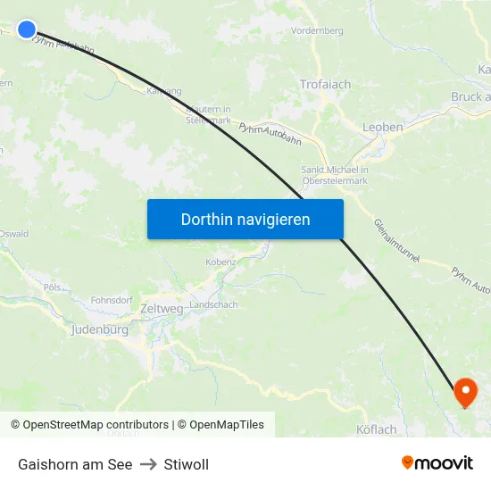 Gaishorn am See to Stiwoll map