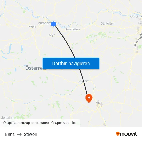 Enns to Stiwoll map