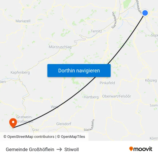 Gemeinde Großhöflein to Stiwoll map