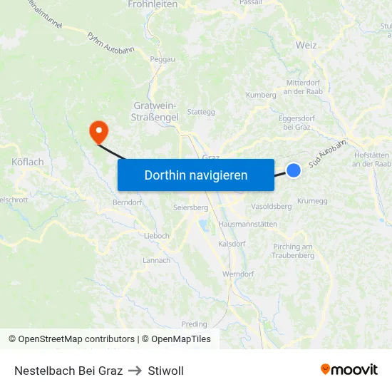 Nestelbach Bei Graz to Stiwoll map