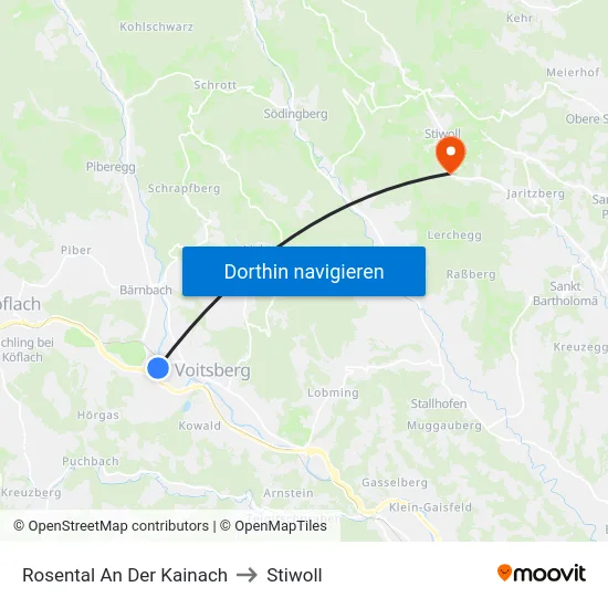 Rosental An Der Kainach to Stiwoll map