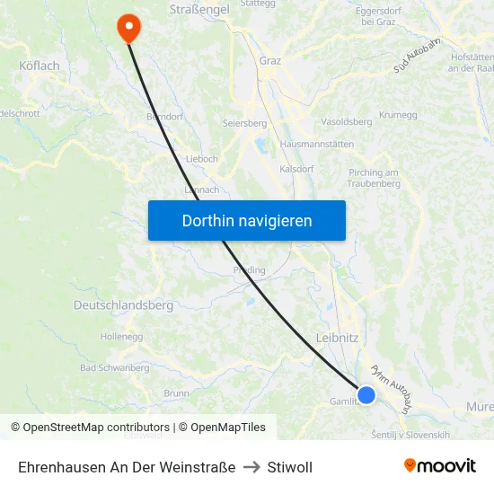 Ehrenhausen An Der Weinstraße to Stiwoll map