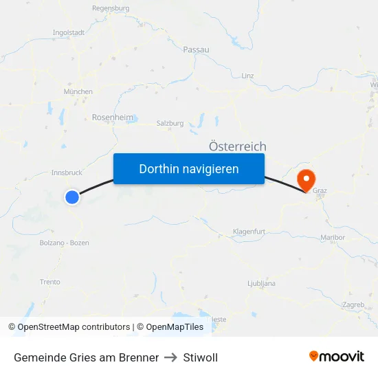 Gemeinde Gries am Brenner to Stiwoll map