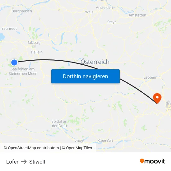 Lofer to Stiwoll map