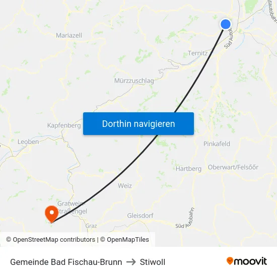 Gemeinde Bad Fischau-Brunn to Stiwoll map