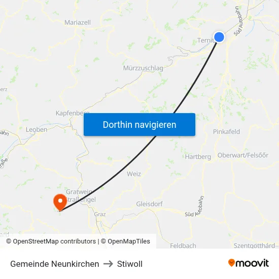 Gemeinde Neunkirchen to Stiwoll map