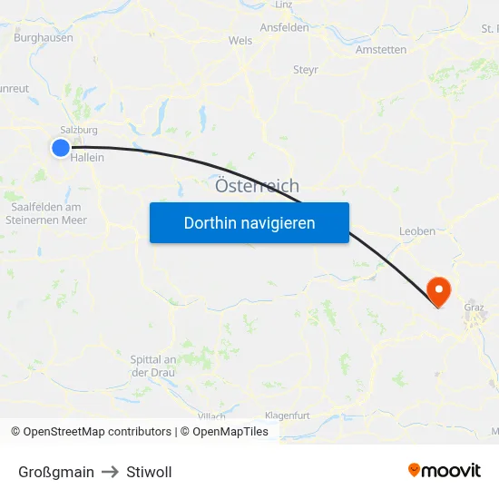 Großgmain to Stiwoll map