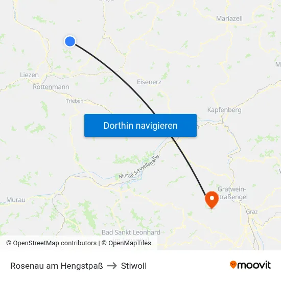 Rosenau am Hengstpaß to Stiwoll map
