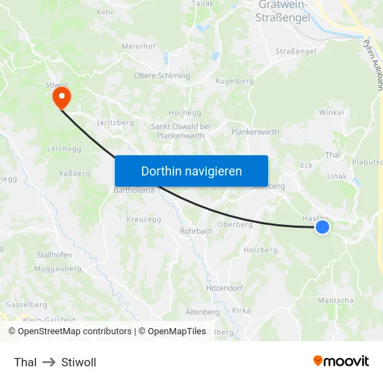 Thal to Stiwoll map