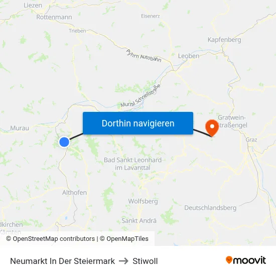 Neumarkt In Der Steiermark to Stiwoll map