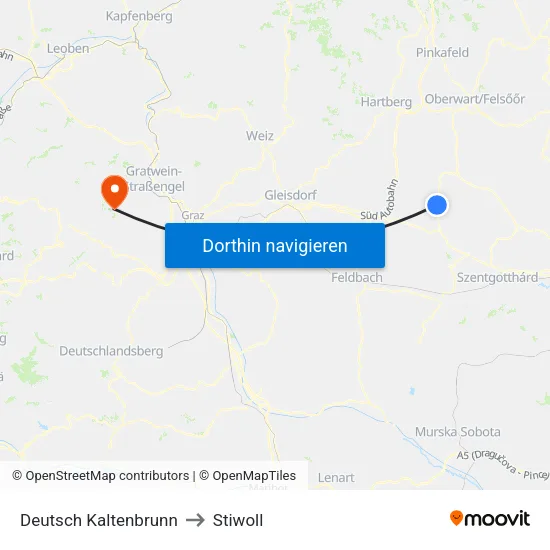 Deutsch Kaltenbrunn to Stiwoll map