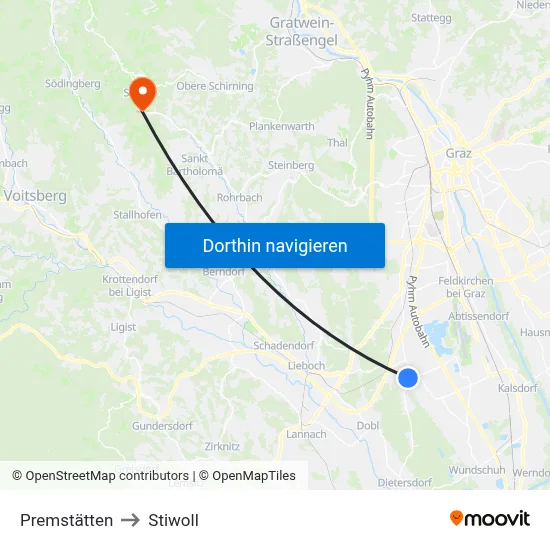 Premstätten to Stiwoll map