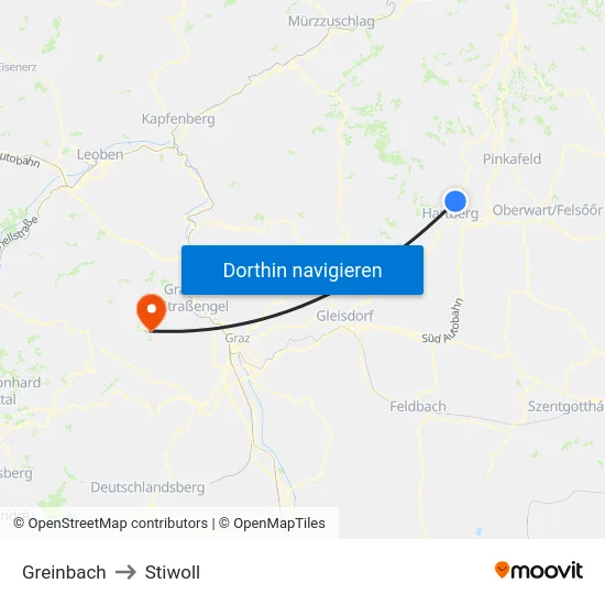 Greinbach to Stiwoll map