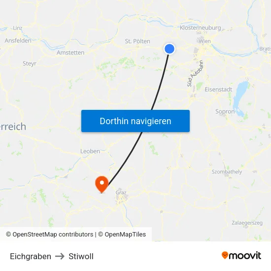 Eichgraben to Stiwoll map