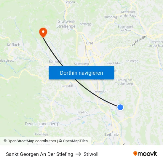 Sankt Georgen An Der Stiefing to Stiwoll map