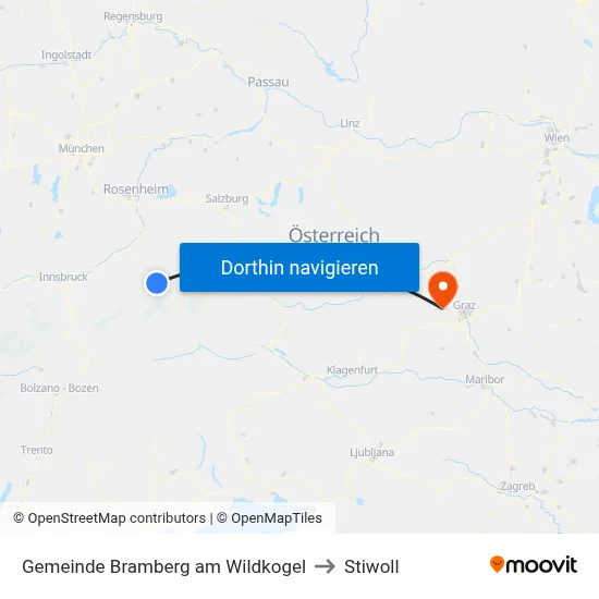 Gemeinde Bramberg am Wildkogel to Stiwoll map
